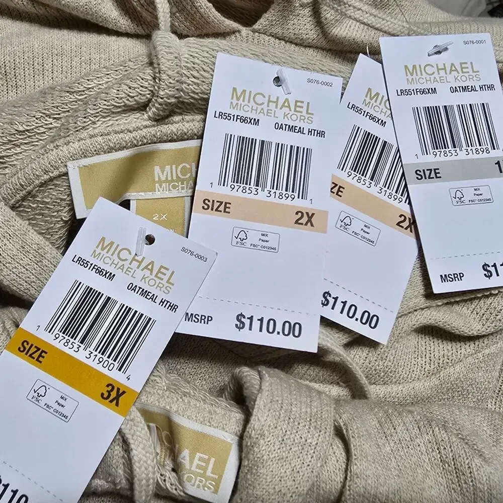 Michael Kors Cozy Wheat Relaxed‎ Hooded Long Sleeve Sweater Plus Size 1X New